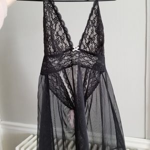 Black lace baby doll